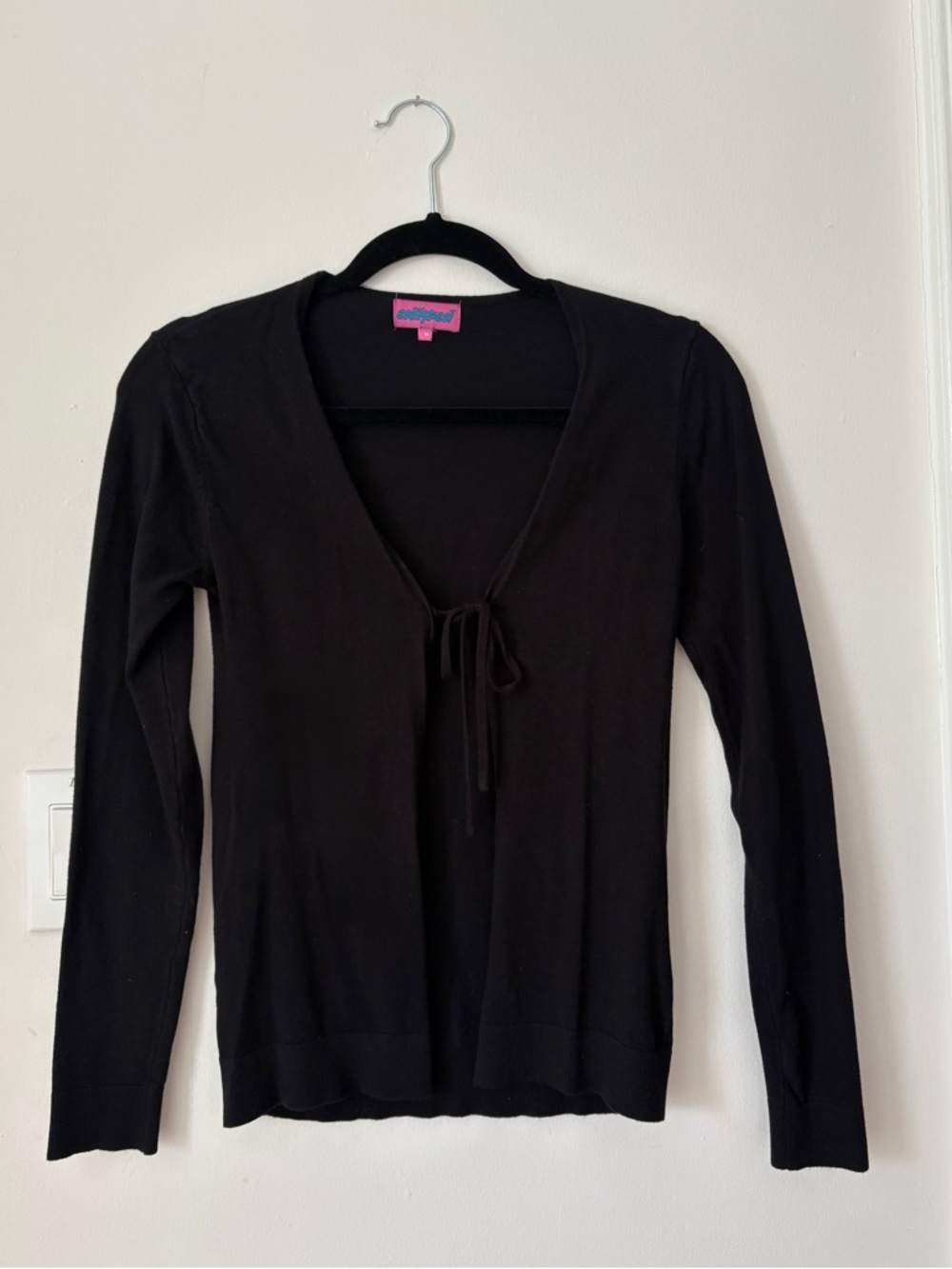 Edikted black long sleeve cardigan with tie closure